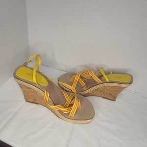 Baker Strappy Wedges Yellow Red Size 7.5